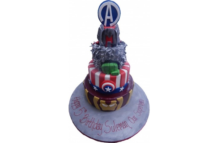 Tiered Avengers Cake